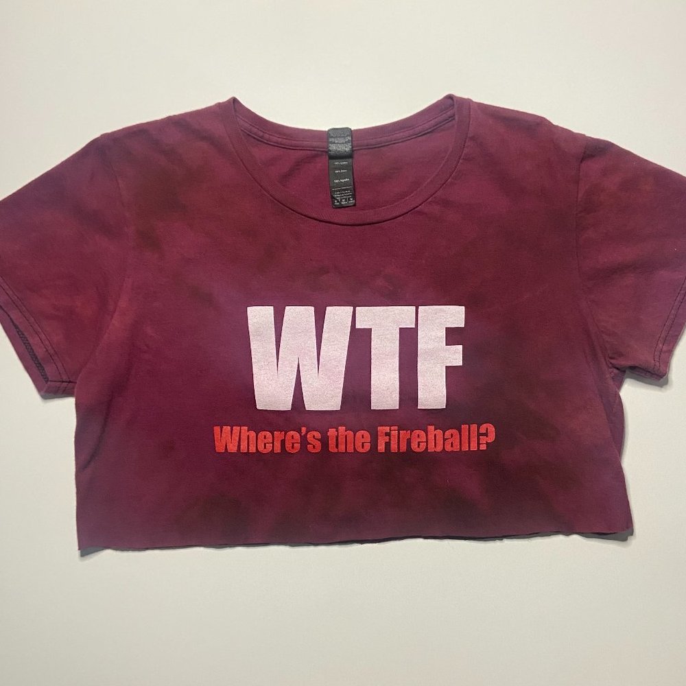 Fireball Whiskey Graphic Ultra Cropped Bleach Tie Dye Women's T-Shirt Medium